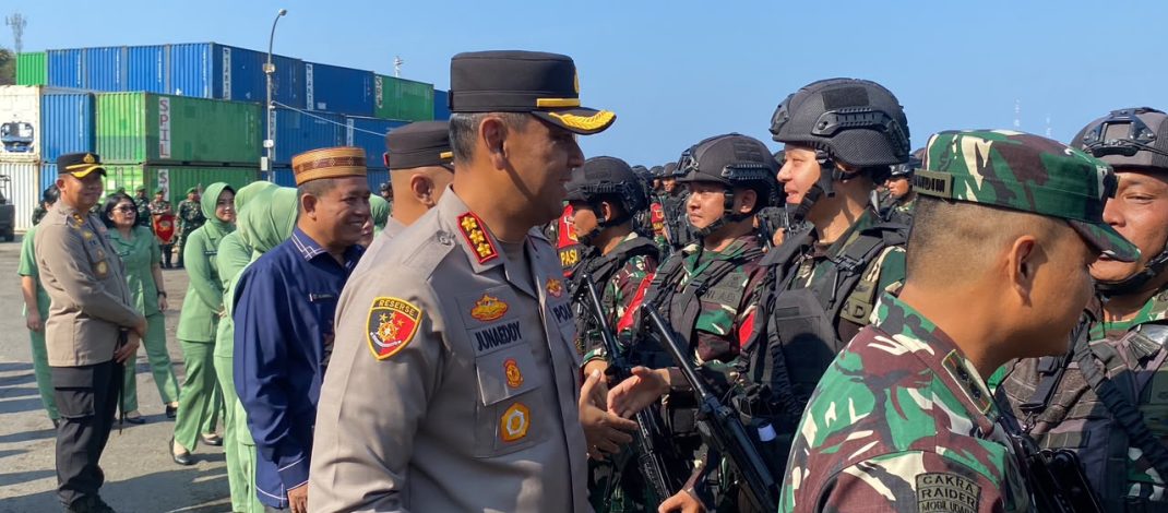 Wujud Sinergitas, Kapolresta Gorontalo Kota Hadiri Pelepasan Satgas Yonif 715/MTL ke Daerah Latihan Pratugas Papua