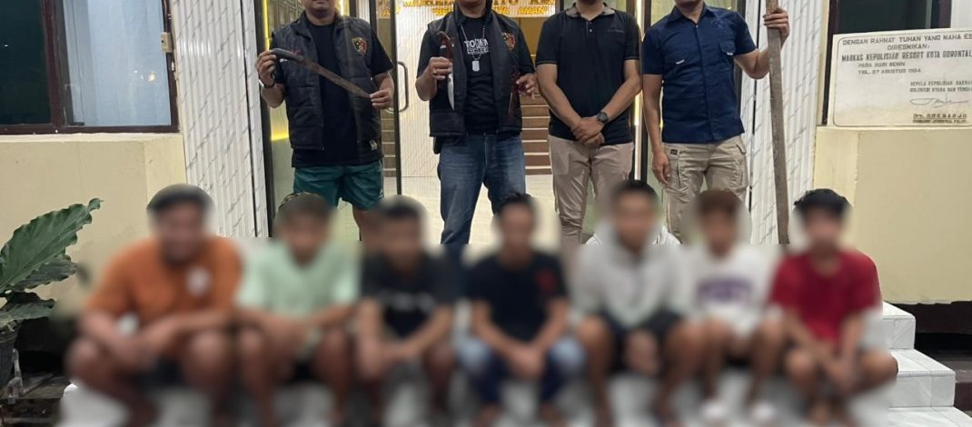 Dendam Berujung Petaka, Tim URC Polresta Gorontalo Kota Ringkus 7 Pria Bersenjata Tajam di Kota Gorontalo