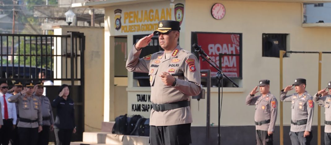 PERINGATI HAORNAS TAHUN 2026, POLRESTA GORONTALO KOTA GELAR UPACARA BENDERA GUNA TINGKATKAN KESIAPAN FISIK DAN SPORTIVITAS PERSONEL